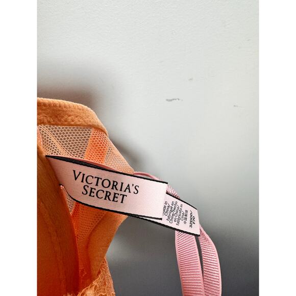 NWOT Victoria's Secret Orange Pink Lace Lightly Lined Full Coverage Bra 32DDD - Picture 9 of 9